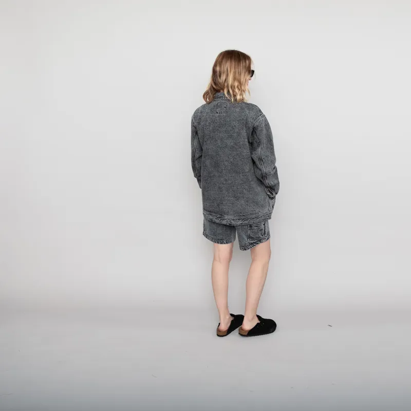 Deus Ex Machina Womens Bella Shorts Black Acid Stonewash-2