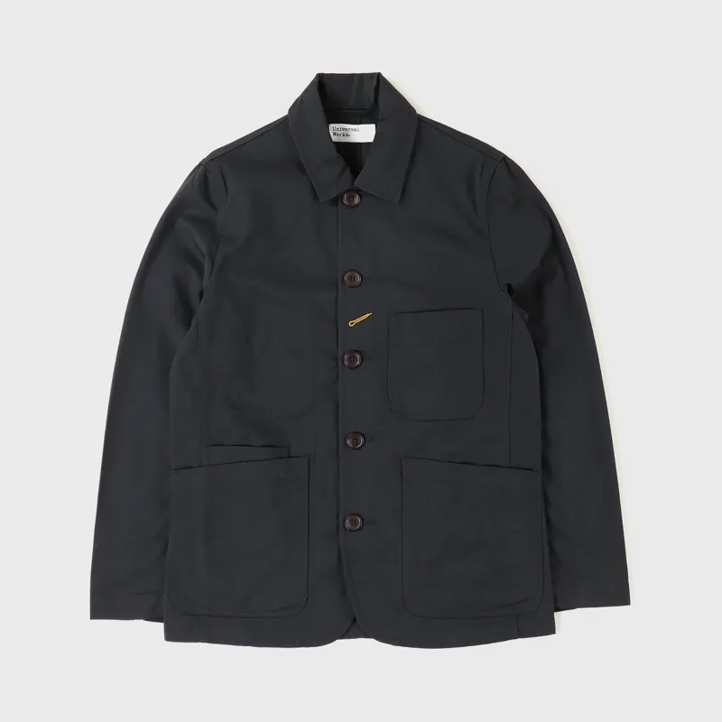 Universal Works Mens Workwear British Bakers Jacket Black Twill