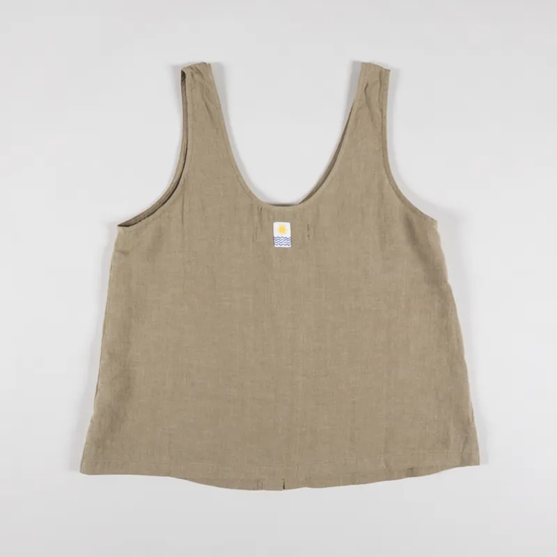 L.F.Markey Womens Button Front Tank Top Stone-1