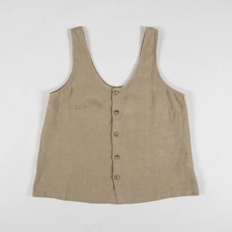 L.F.Markey Womens Button Front Tank Top Stone