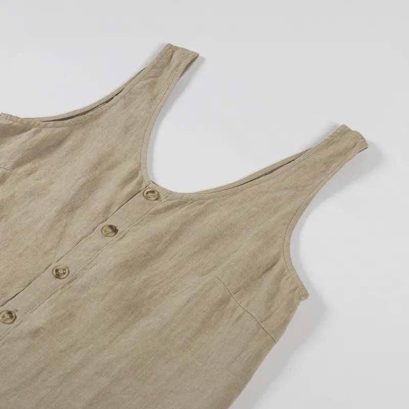 L.F.Markey Womens Button Front Tank Top Stone-2