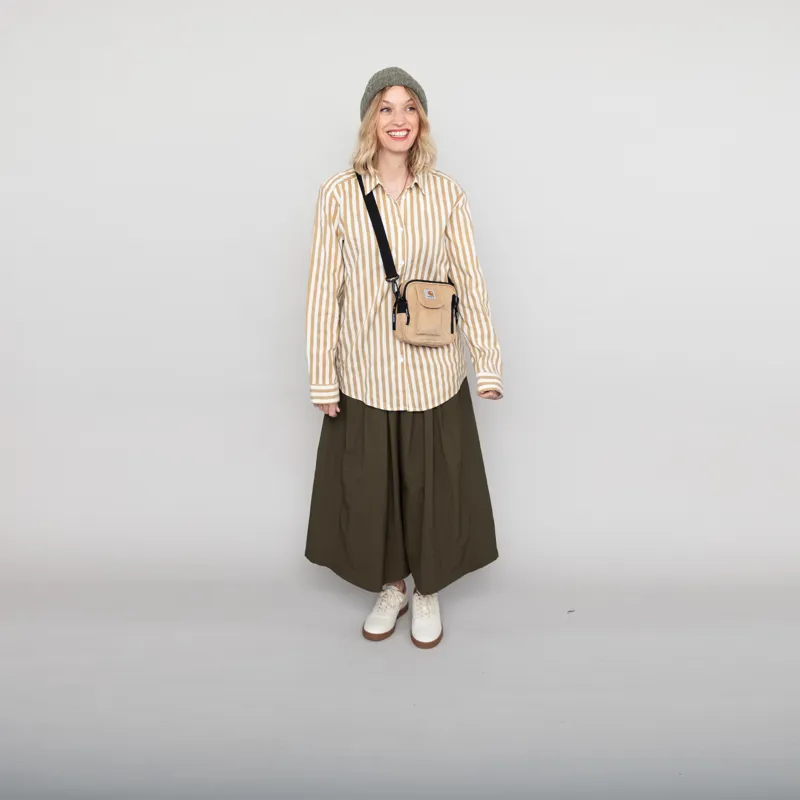 Rhythm Womens Goodtimes Stripe Long Sleeve Shirt Camel-1