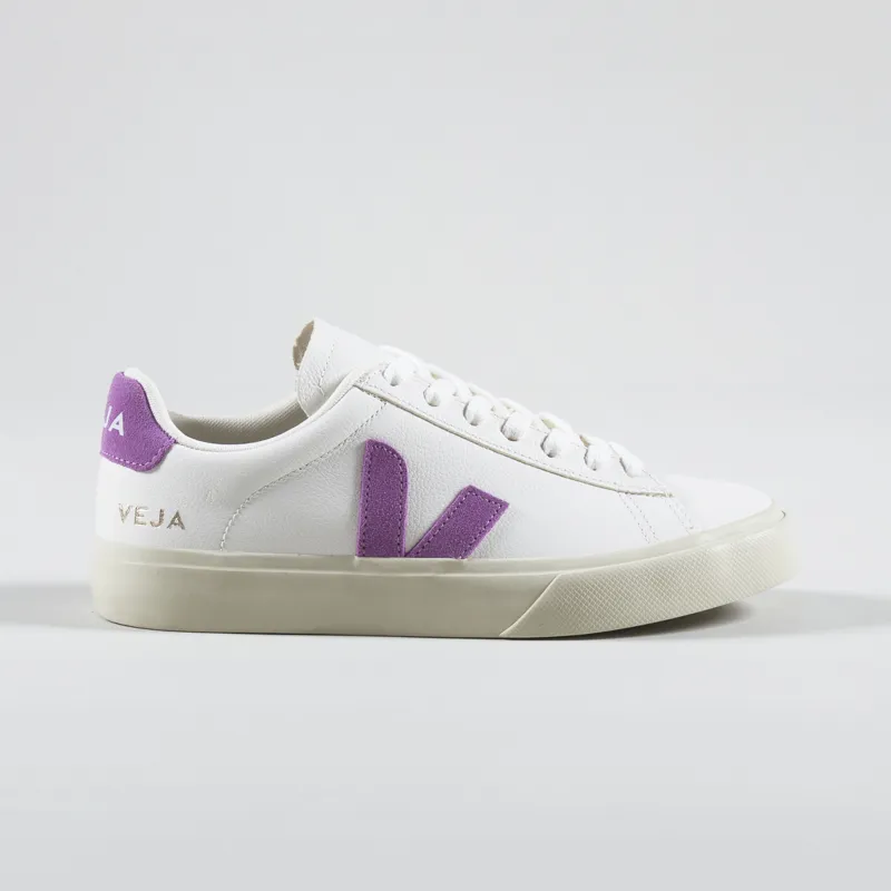Veja Womens Campo Chromefree Leather Shoes Extra White Mulberry-2