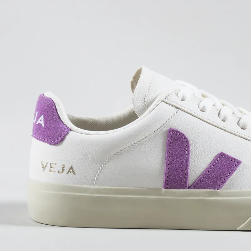 Veja Womens Campo Chromefree Leather Shoes Extra White Mulberry-5