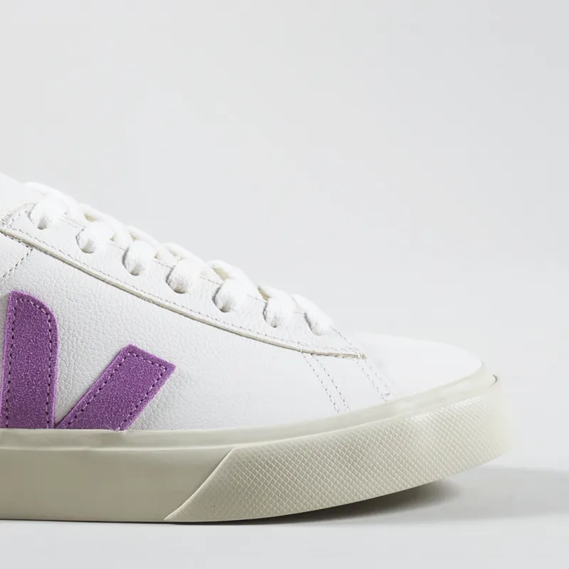 Veja Womens Campo Chromefree Leather Shoes Extra White Mulberry-6