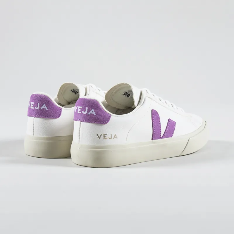 Veja Womens Campo Chromefree Leather Shoes Extra White Mulberry-1
