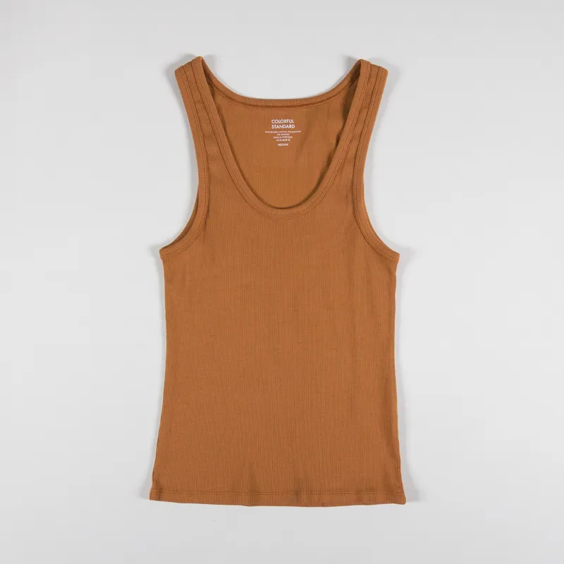 Colorful Standard Womens Organic Rib Tank Top Ginger Brown