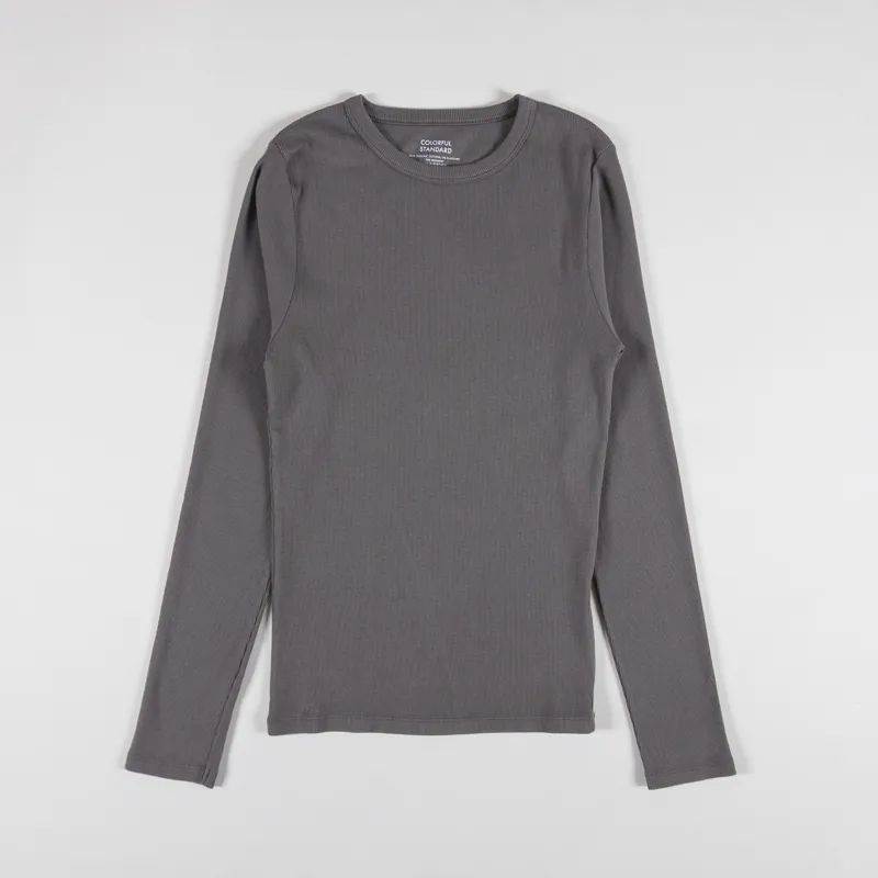 Colorful Standard Womens Organic Rib Long Sleeve T Shirt Storm Grey