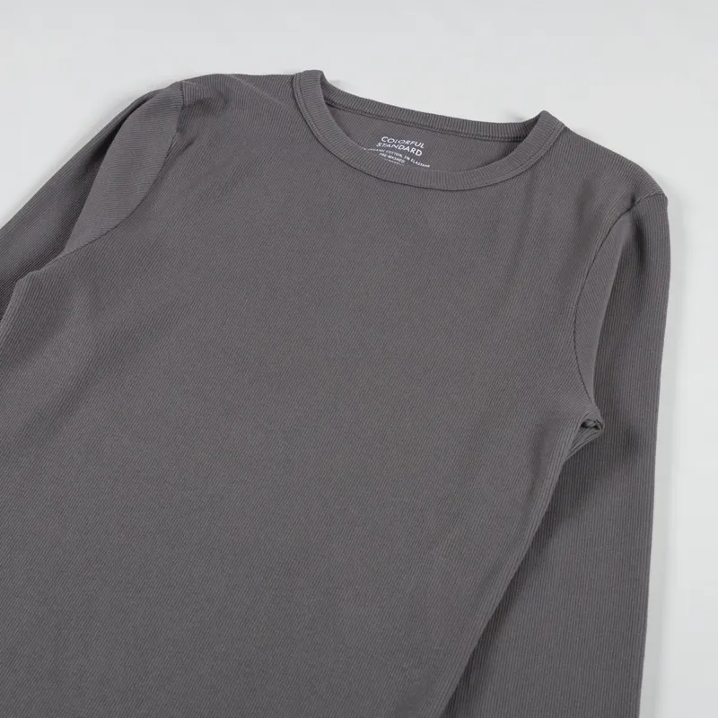 Colorful Standard Womens Organic Rib Long Sleeve T Shirt Storm Grey-6