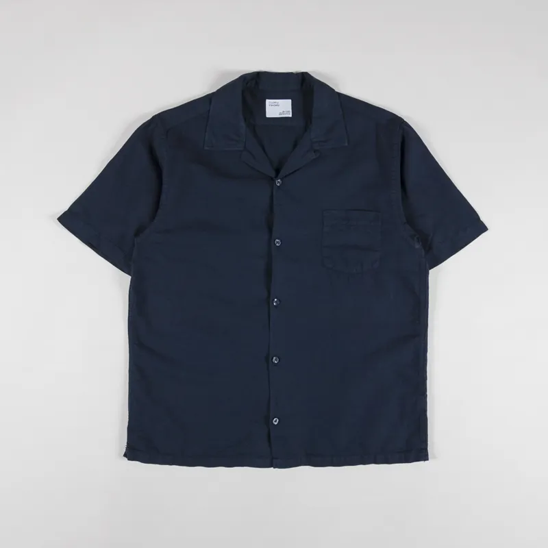 Colorful Standard Linen Short Sleeved Shirt Navy