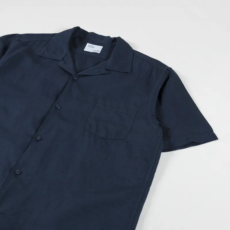 Colorful Standard Linen Short Sleeved Shirt Navy-1