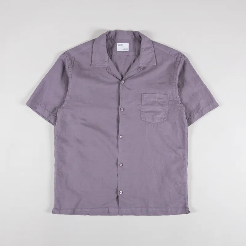 Colorful Standard Linen Short Sleeved Shirt Purple Haze