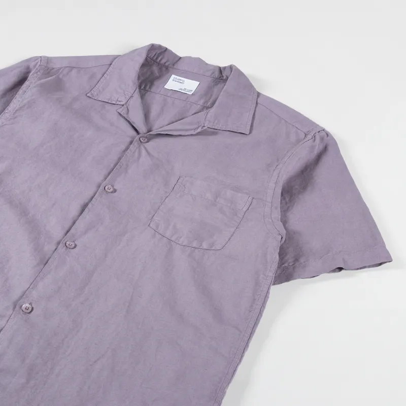 Colorful Standard Linen Short Sleeved Shirt Purple Haze-1