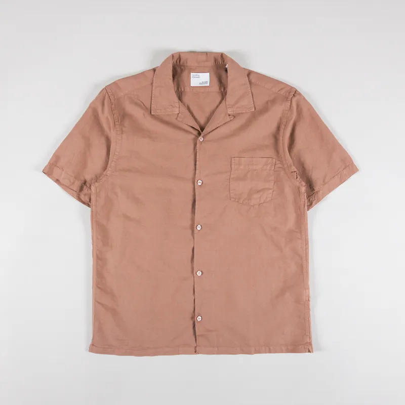Colorful Standard Linen Short Sleeved Shirt Rosewood Mist