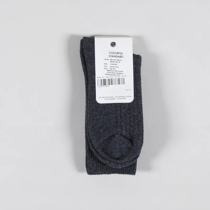 Colorful Standard Womens Merino Wool Blend Sock Lava Grey-1