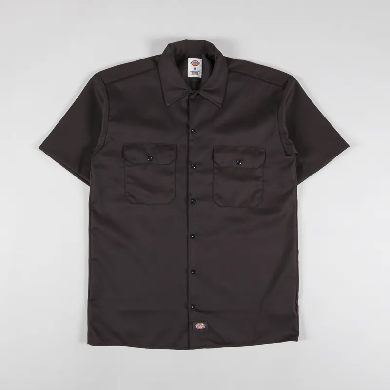 Dickies Short Sleeve Work Shirt Recycled Dark Brown