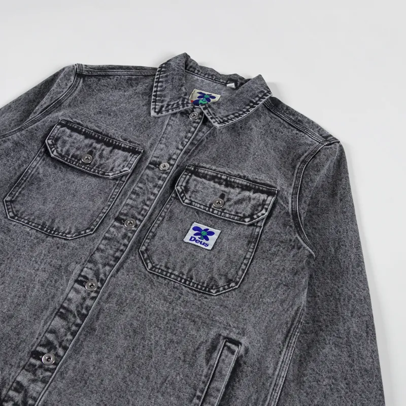 Deus Ex Machina Womens Crosby Denim Jacket Black Acid Stonewash-7