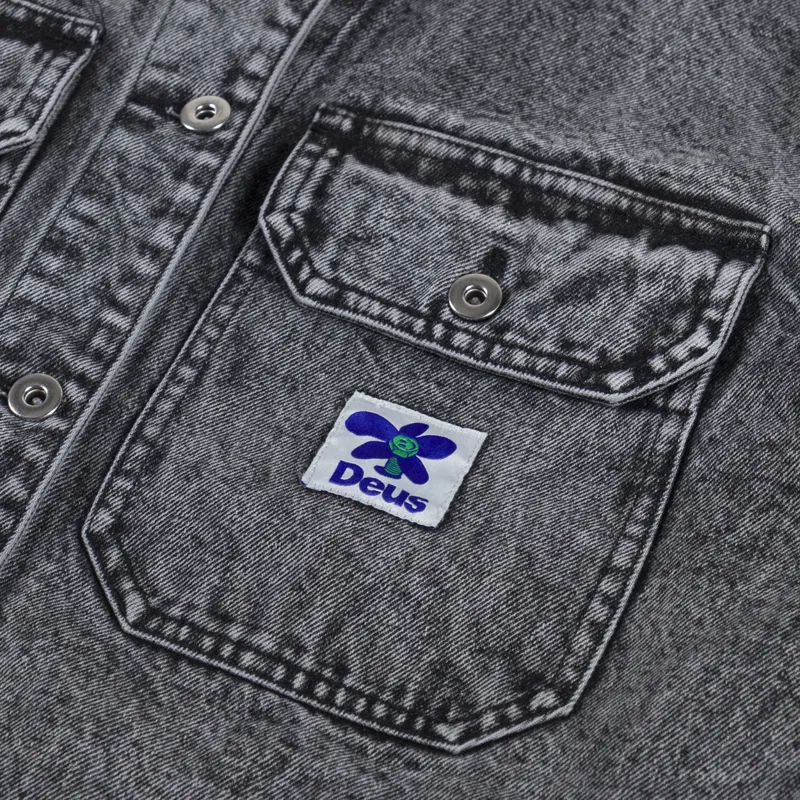 Deus Ex Machina Womens Crosby Denim Jacket Black Acid Stonewash-12