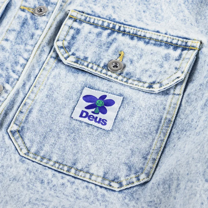 Deus Ex Machina Womens Crosby Denim Jacket Indigo Acid Stonewash-12