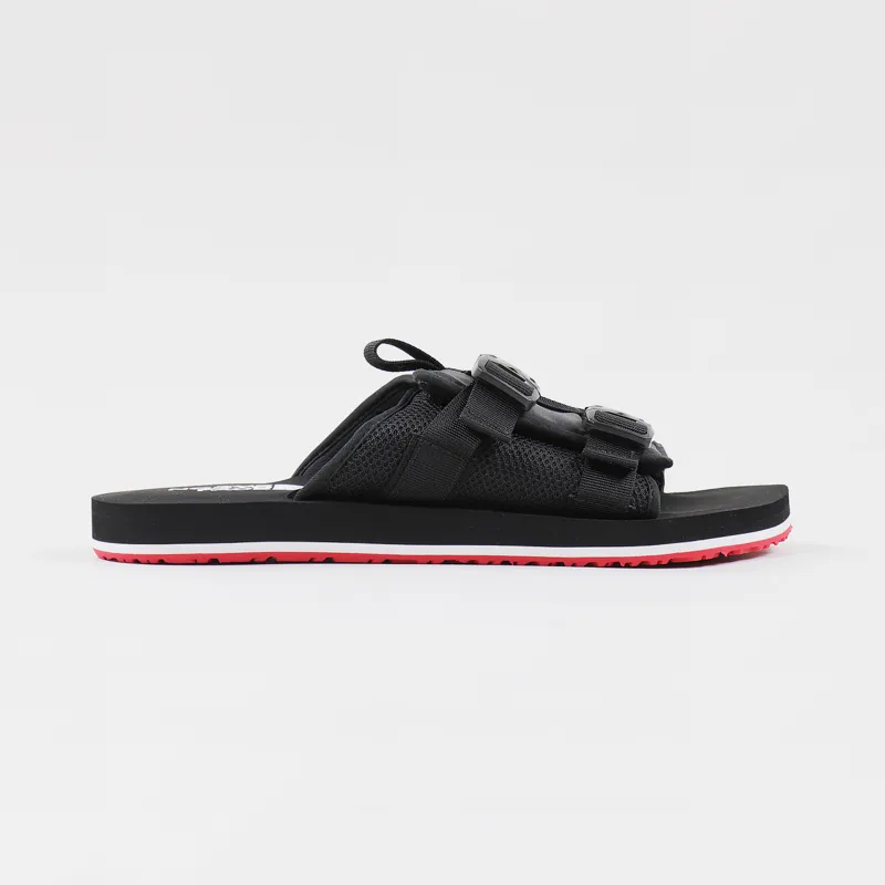 black north face sliders