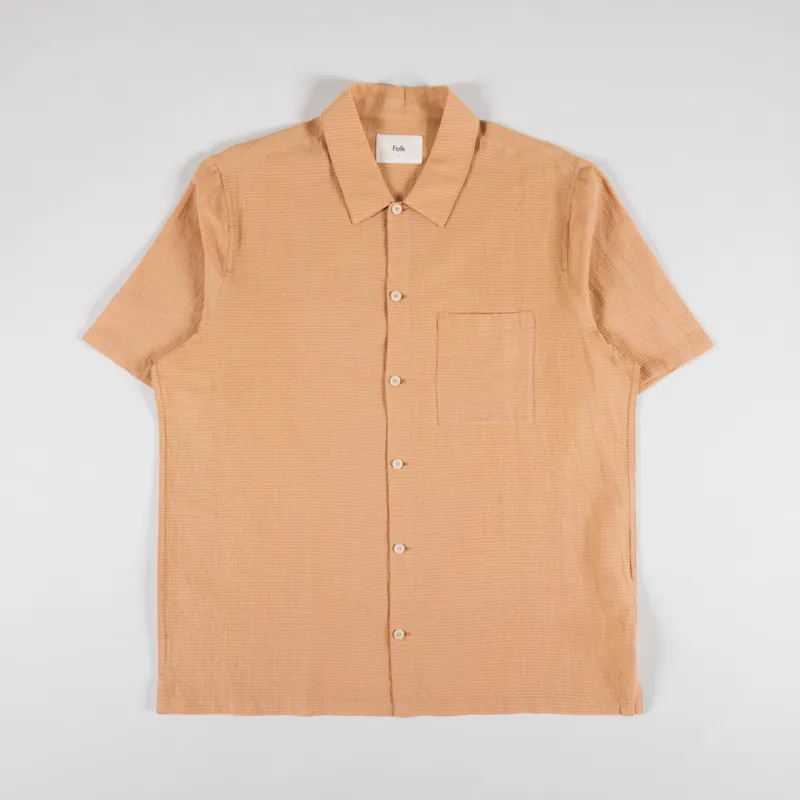 Folk Gabe Shirt Ochre Linen Grid