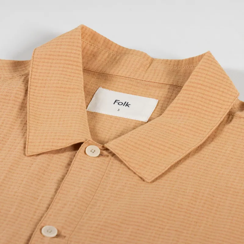 Folk Gabe Shirt Ochre Linen Grid-3
