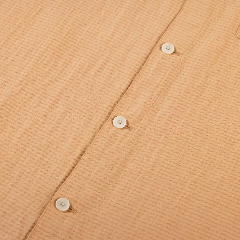 Folk Gabe Shirt Ochre Linen Grid-4