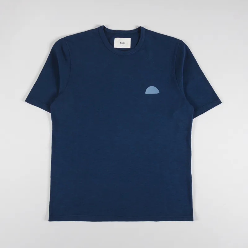 Folk Slub T Shirt Ash Navy