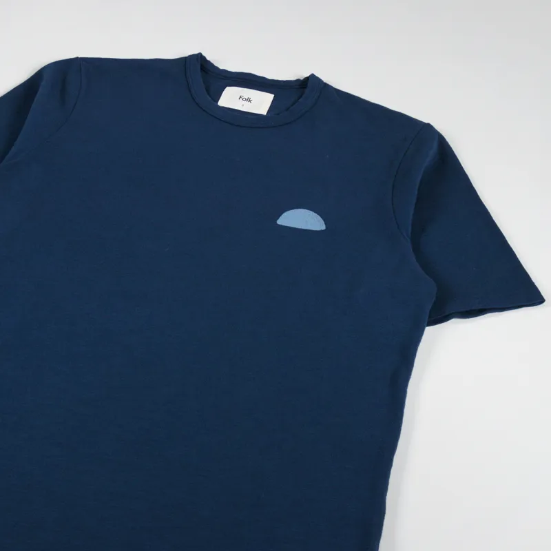Folk Slub T Shirt Ash Navy-1