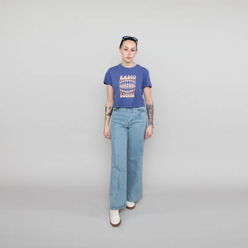 Rhythm Womens Interrupted Vintage Crop T Shirt Cobalt-1