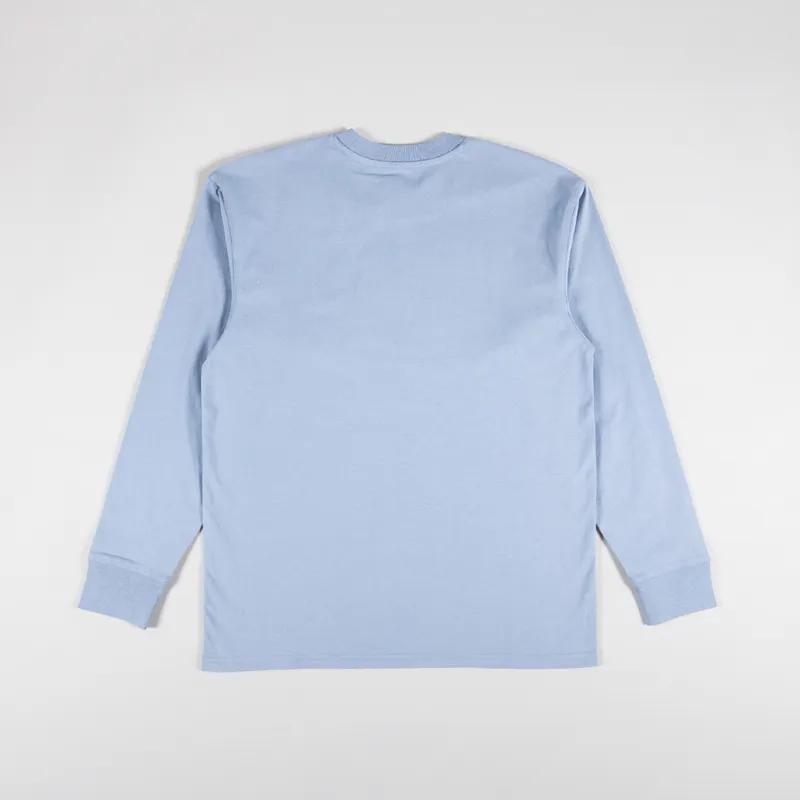Carhartt WIP Long Sleeve American Script T Shirt Frosted Blue-1