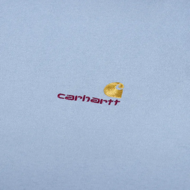 Carhartt WIP Long Sleeve American Script T Shirt Frosted Blue-5