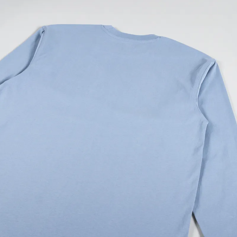 Carhartt WIP Long Sleeve American Script T Shirt Frosted Blue-3