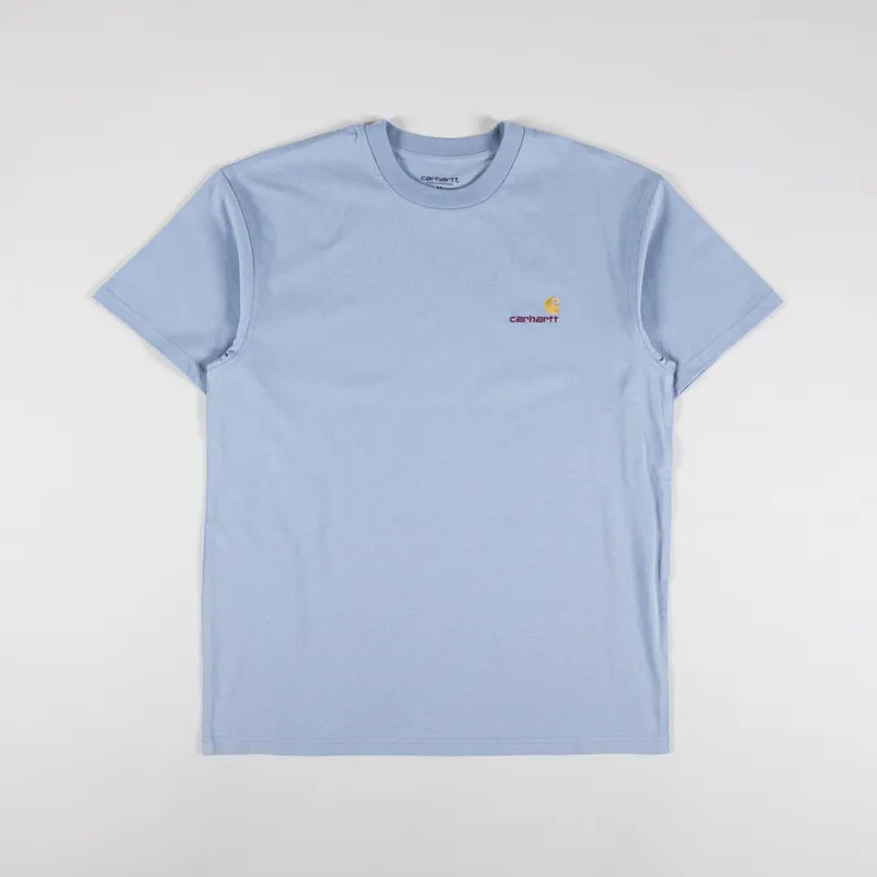 Carhartt WIP American Script T Shirt Frosted Blue