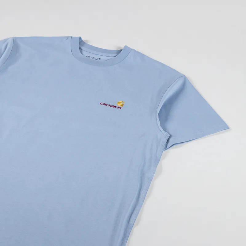 Carhartt WIP American Script T Shirt Frosted Blue-1