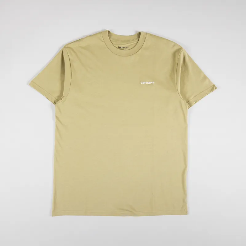 Carhartt WIP Script Embroidery T Shirt Agate White
