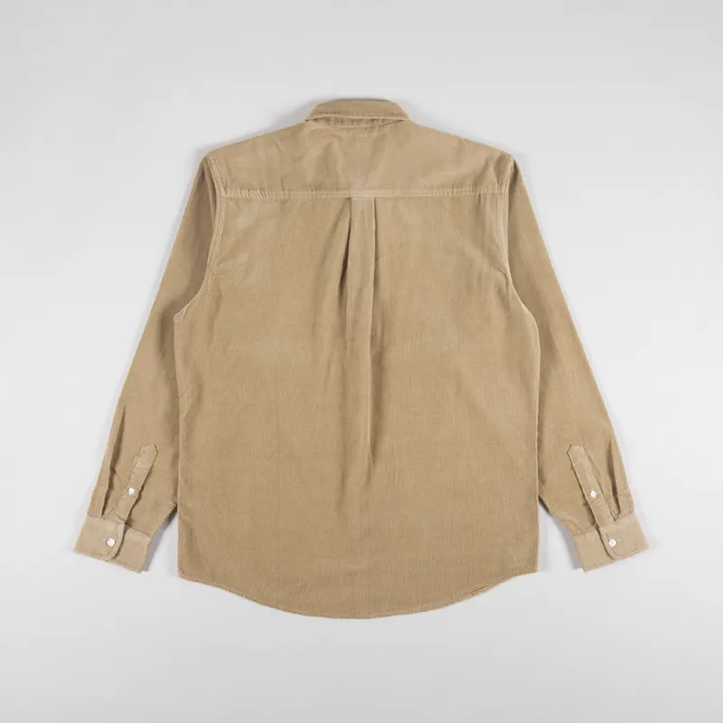 Carhartt WIP Long Sleeve Madison Fine Cord Shirt Sable Black-1