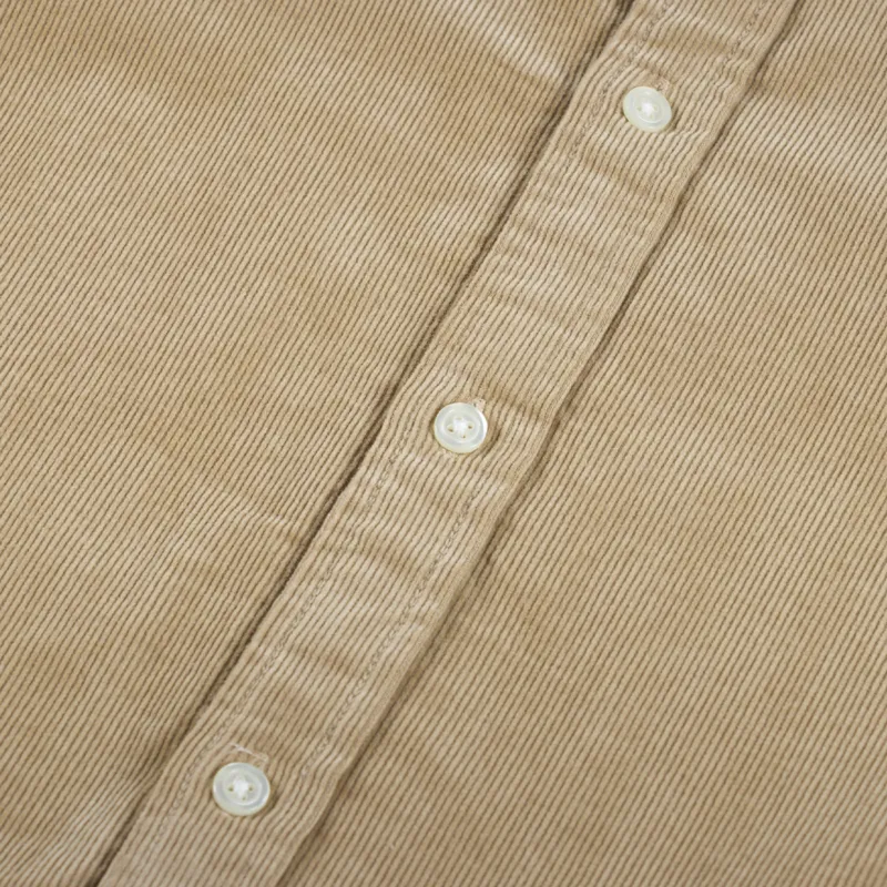 Carhartt WIP Long Sleeve Madison Fine Cord Shirt Sable Black-5