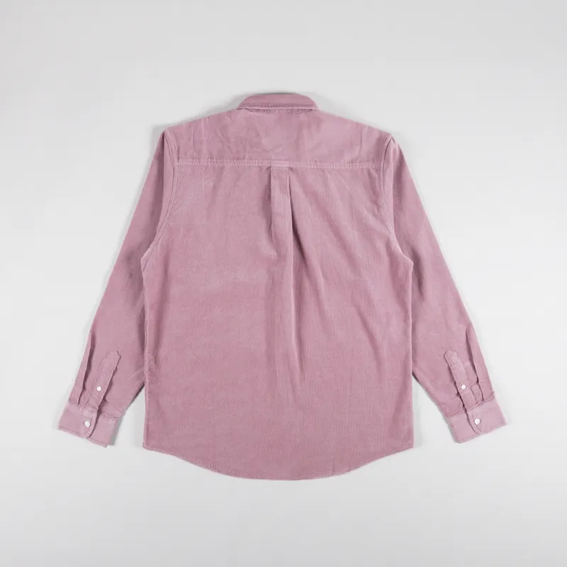 Carhartt WIP Long Sleeve Madison Fine Cord Shirt Glassy Pink Wax-1