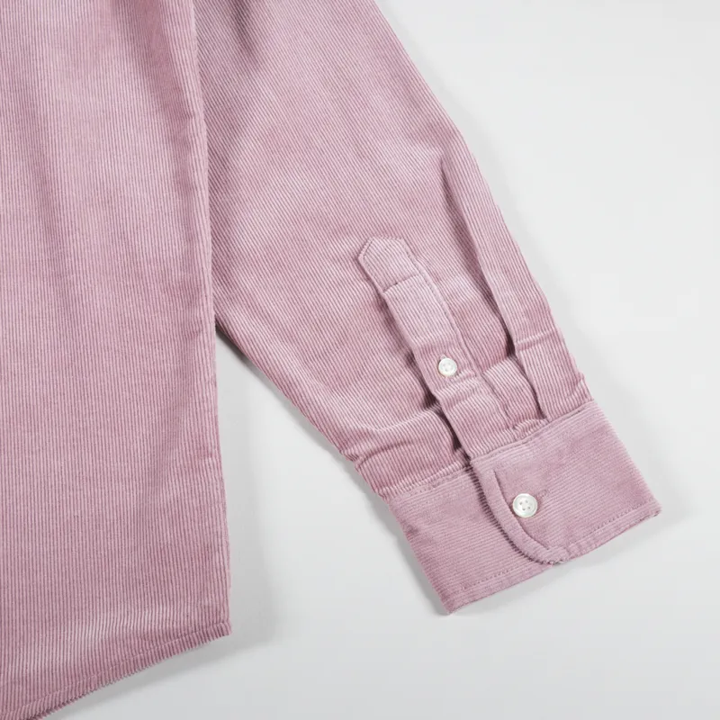 Carhartt WIP Long Sleeve Madison Fine Cord Shirt Glassy Pink Wax-7