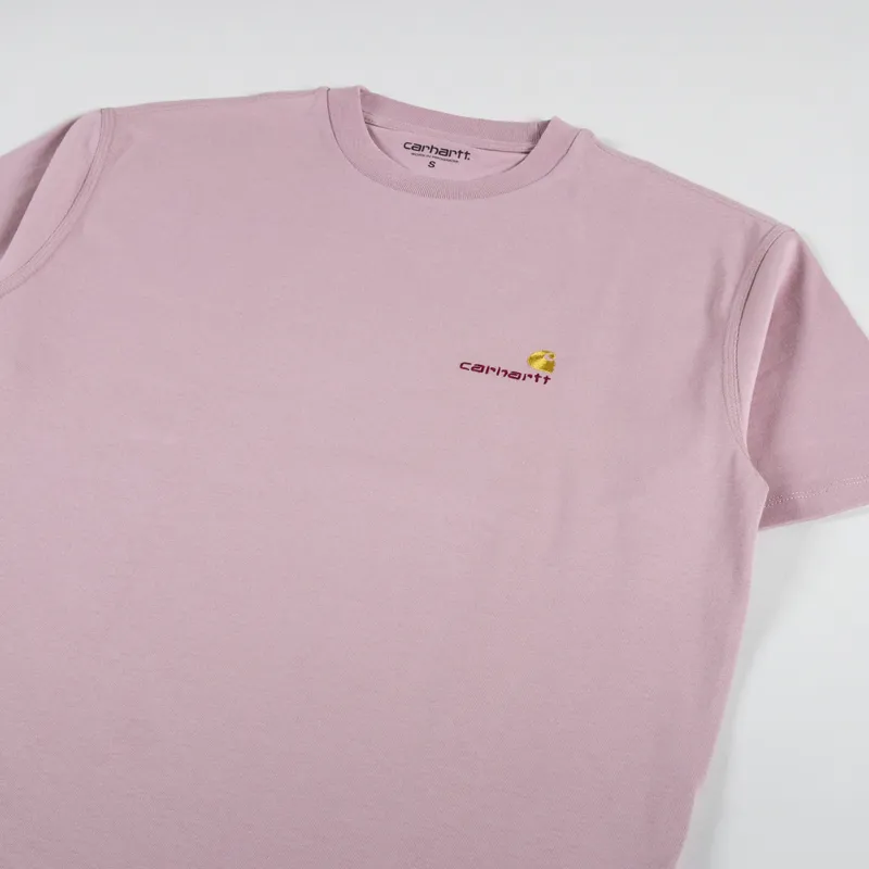 Carhartt WIP Womens American Script T Shirt Glassy Pink-5