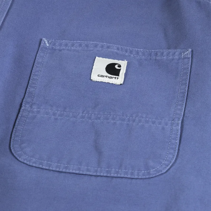 Carhartt WIP Womens Bib Overall Straight Bay Blue Aged Hubbard Canvas-10