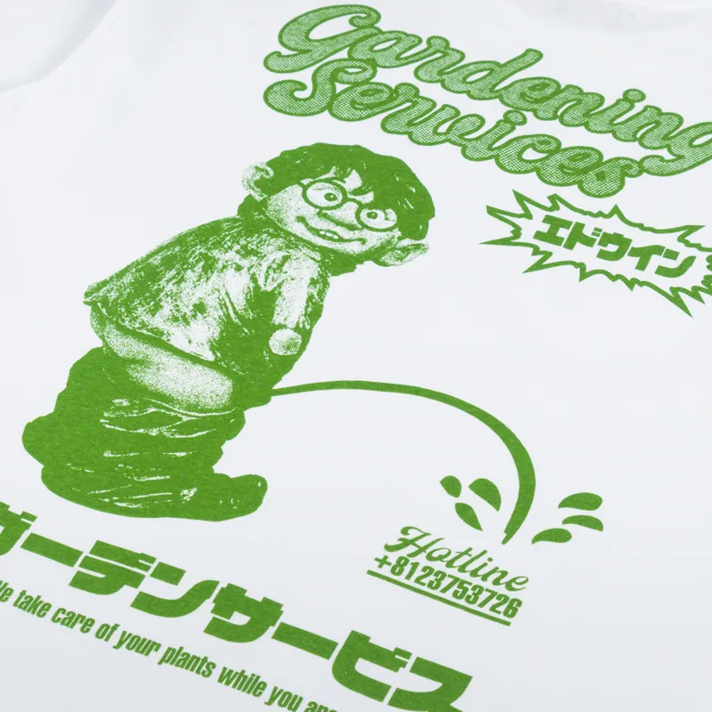 Edwin Mens Graphic Printed Gardening Services T Shirt Tee White