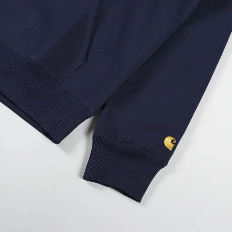 Carhartt WIP Hooded Chase Sweat Dark Navy Gold-3