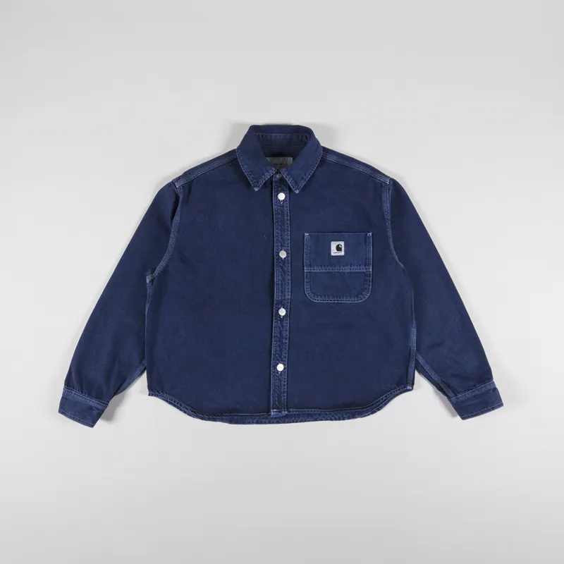 Carhartt WIP Womens Georgia Shirt Jac Air Force Blue Stone Dyed-4