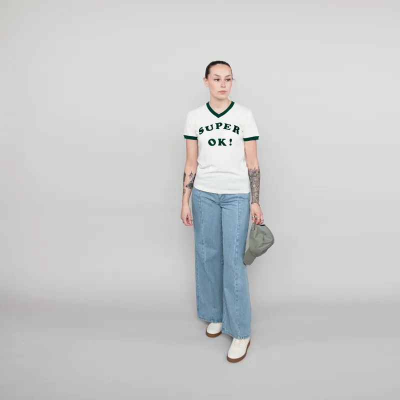 Deus Ex Machina Womens Faye Ringer T Shirt White Sand-1