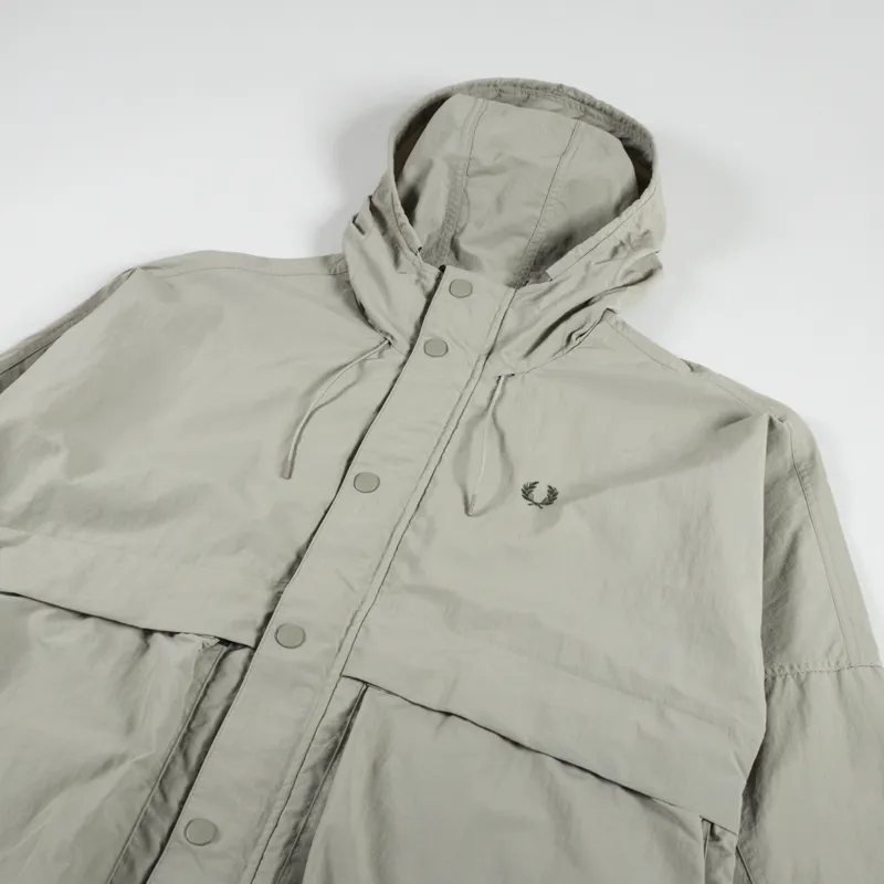 Fred Perry Mens Water Resistant Cropped Parka Jacket Warm Grey Fred Perry Mens Water Resistant Cropped Parka Jacket Warm Grey