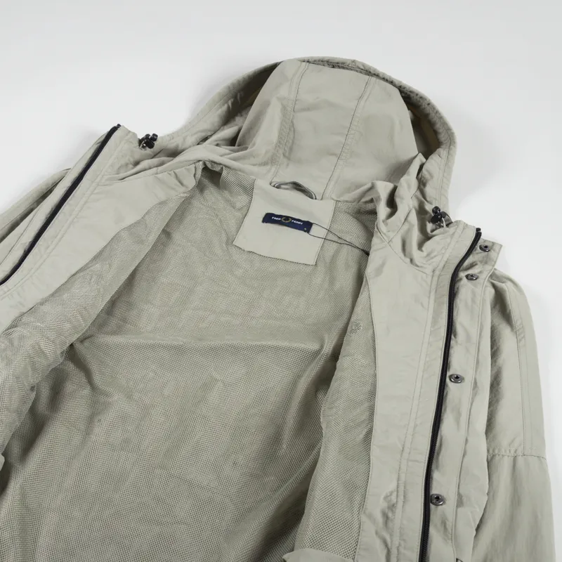 【FRED PERRY】SHORT JACQUARD PARKA（GRAY） Fred Perry Men's Short Parka Jacket in Warm Stone Fred Perry