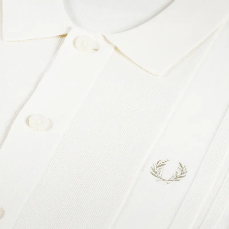Fred Perry Button Through Knitted Shirt Ecru-2