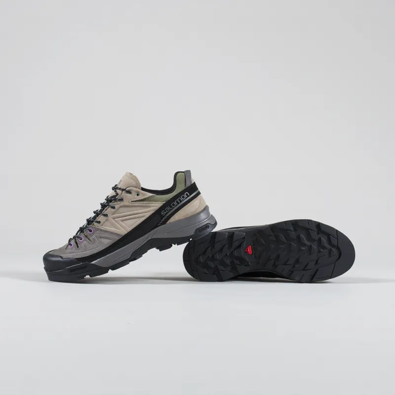 Salomon X-ALP Leather Shoes Pewter Vintage Khaki Black-2